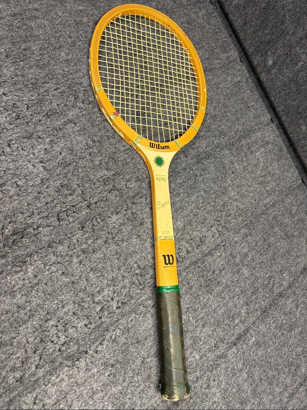 Wilson Yellow Capri Wooden Tennis Racket Billie Jean King